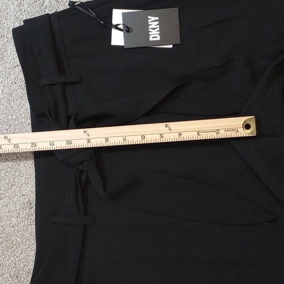 NWT DKNY Womens Dress Pants Sz 10 Black High Rise Straight Fit Tie Waist Cropped - Picture 5 of 7